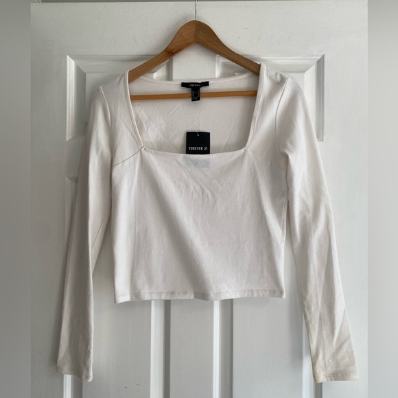 Forever 21 Tops - Forever 21 Square Neck White Long Sleeve Top Size M